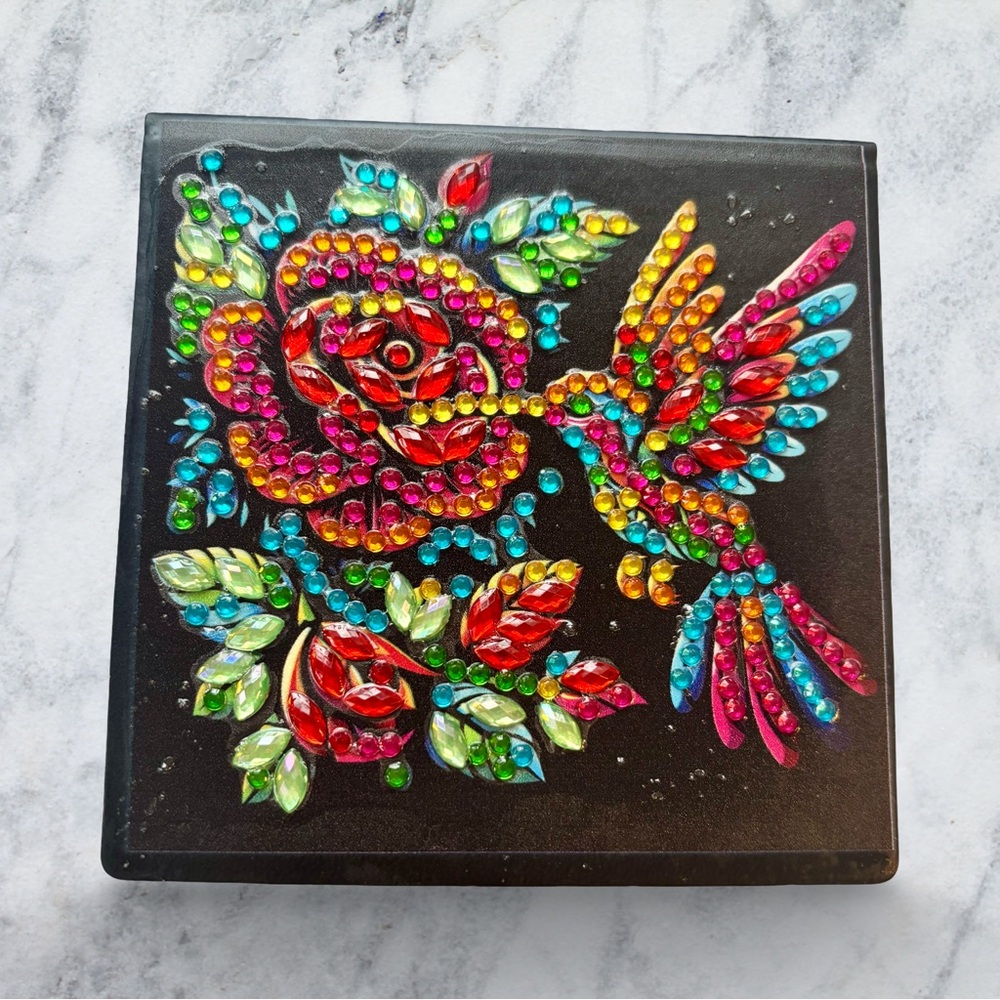 Hand Crafted Colorful Rhinestone Diamond Art Note Box